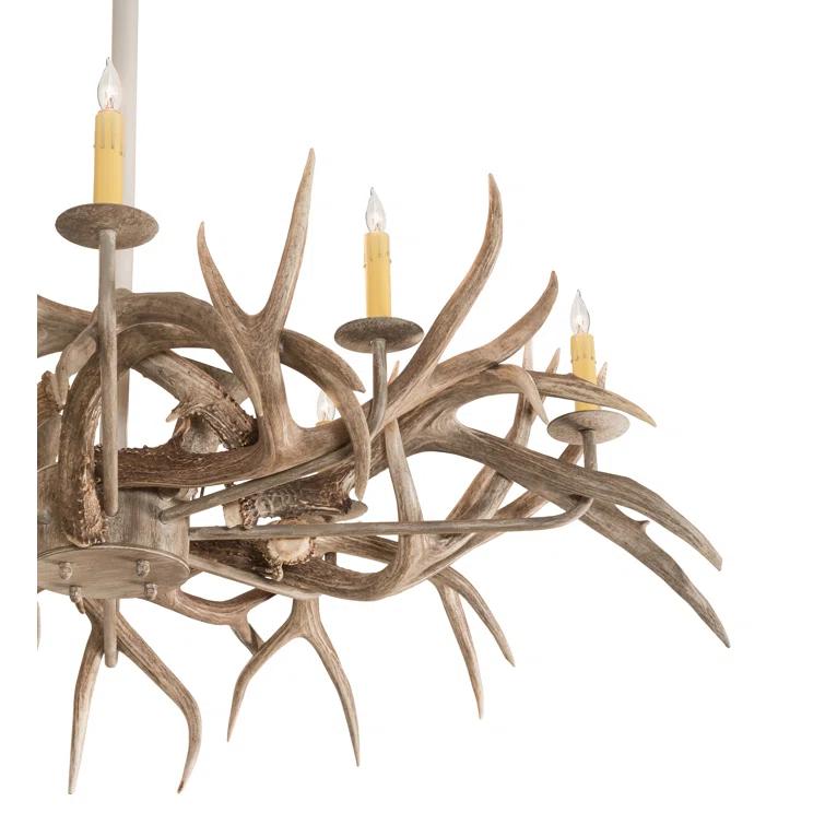 Rustic Charm Beige Antler 20-Light Adjustable Chandelier