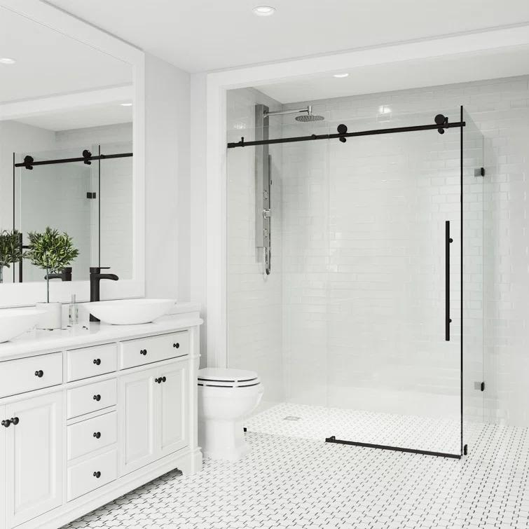 Elan E-class 46" W x 34" D x 76" H Sliding Frameless Shower Enclosure with 3/8" Clear Glass