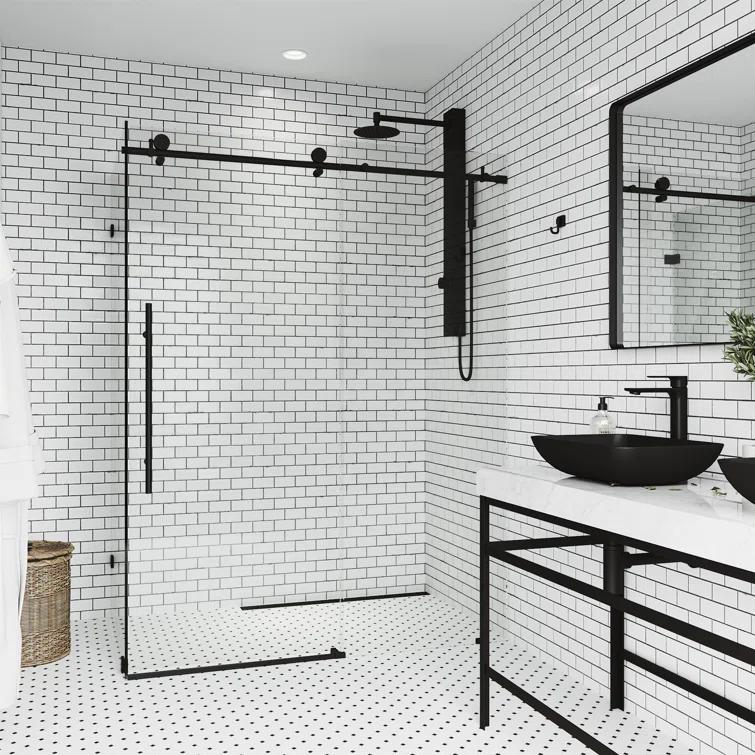 Elan E-class 46" W x 34" D x 76" H Sliding Frameless Shower Enclosure with 3/8" Clear Glass