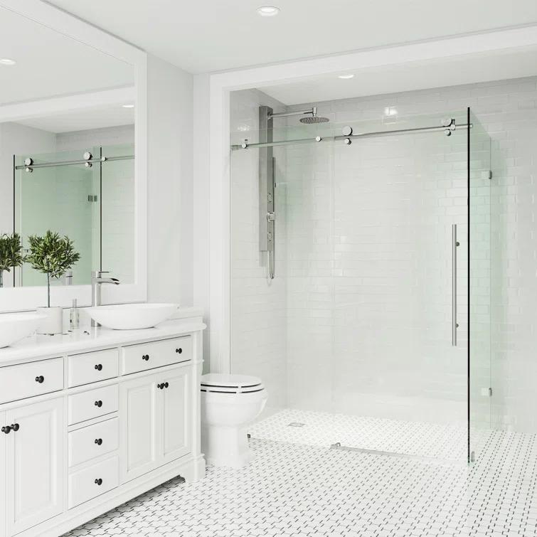 Elan E-class 46" W x 34" D x 76" H Sliding Frameless Shower Enclosure with 3/8" Clear Glass