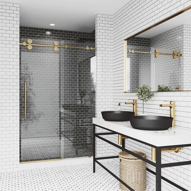 Elan 56-60" W x 74" H Sliding Frameless Shower Door with 3/8" Clear Glass