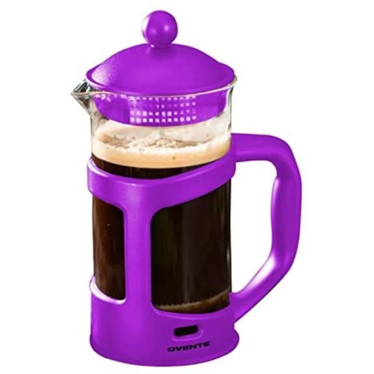 Ovente FPT34R OVENTE French Press Coffee Maker, Heat Resistant Borosilicate Glass with 4 Filter Stainless-Steel System, BPA-Free Portable Pitcher Perfect for Hot & Cold Brew