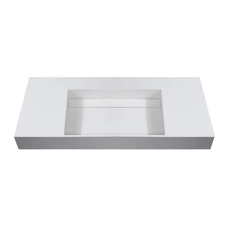 Juniper 48 inch Modern Rectangular Wall Mounted Bathroom Sink with Concealed Drain