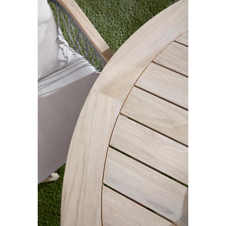 Boca 63" Transitional Gray Teak Round Outdoor Dining Table