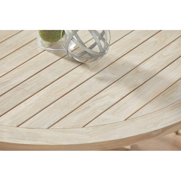 Boca 63" Transitional Gray Teak Round Outdoor Dining Table