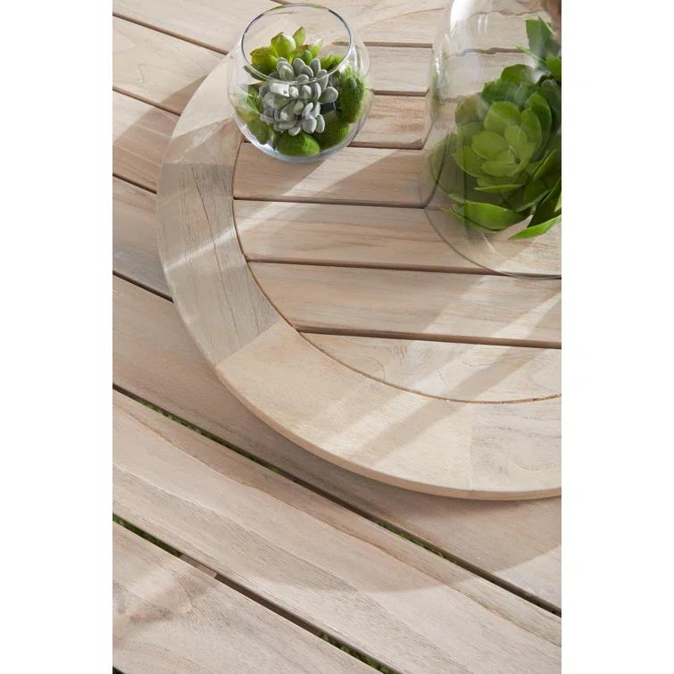 Boca 63" Transitional Gray Teak Round Outdoor Dining Table