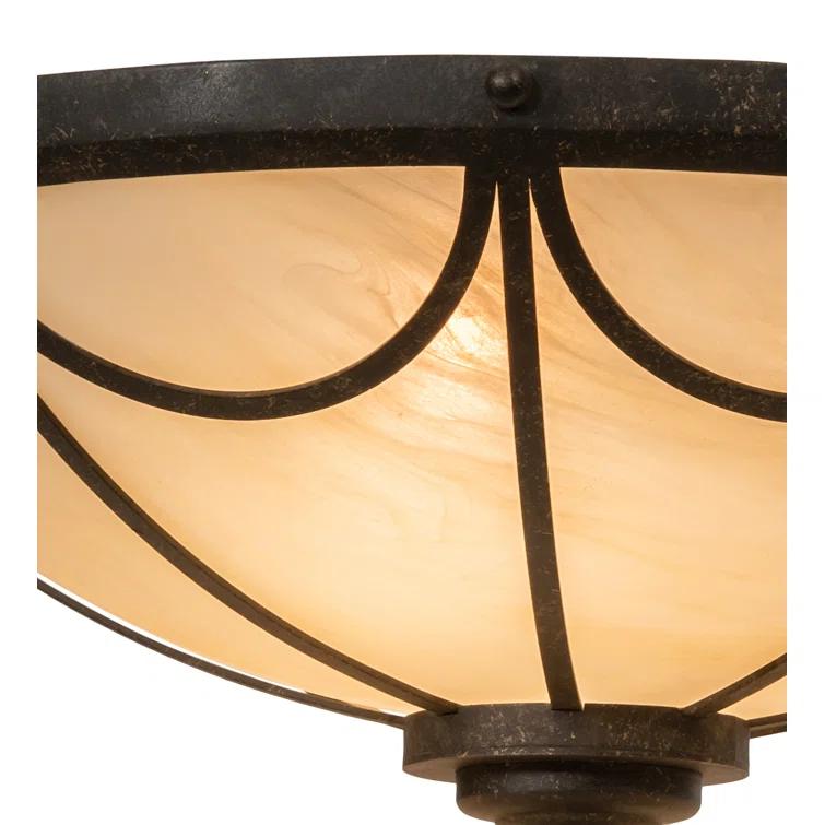 Bronze and Beige 16" Wide 3-Light LED Flush Mount