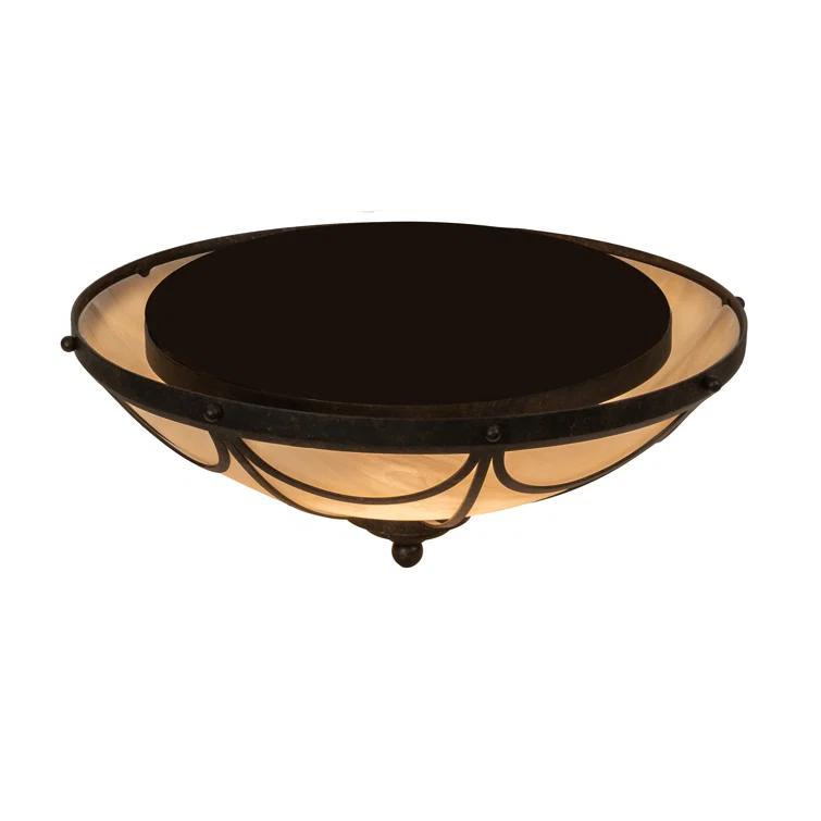 Bronze and Beige 16" Wide 3-Light LED Flush Mount