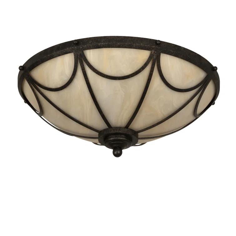 Bronze and Beige 16" Wide 3-Light LED Flush Mount