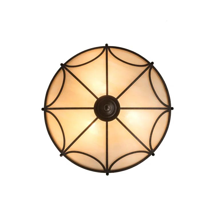 Bronze and Beige 16" Wide 3-Light LED Flush Mount