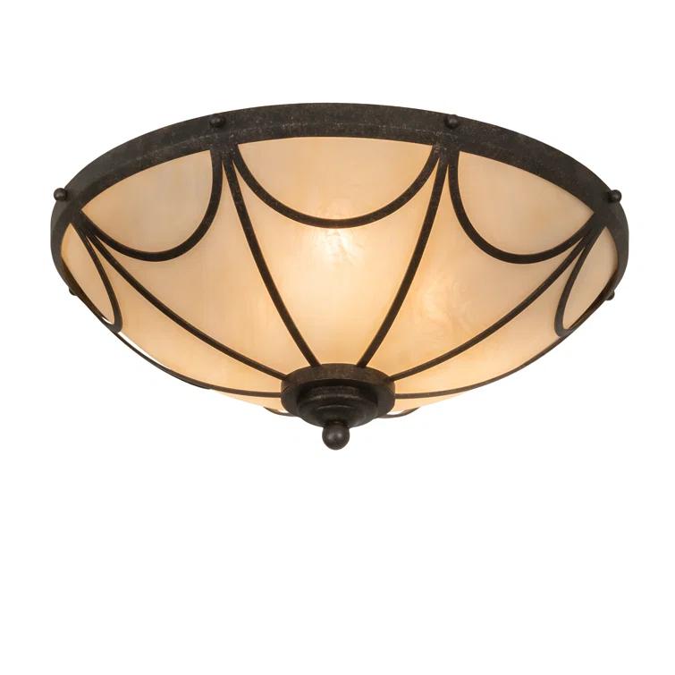 Bronze and Beige 16" Wide 3-Light LED Flush Mount