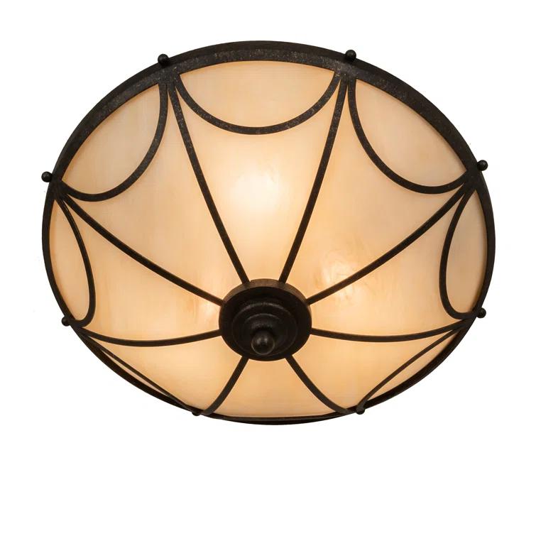 Bronze and Beige 16" Wide 3-Light LED Flush Mount