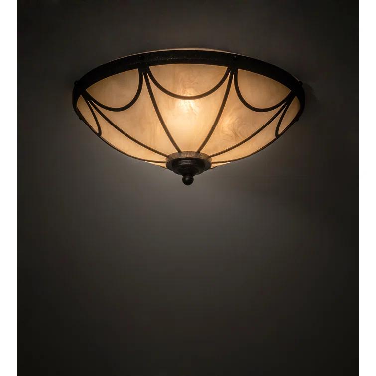 Bronze and Beige 16" Wide 3-Light LED Flush Mount