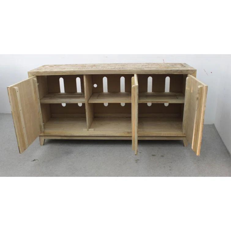 Transitional 64" Brown Entertainment Console with Cabinet