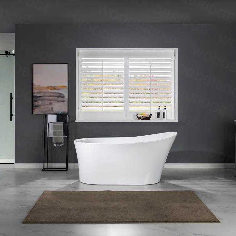 WoodBridge 67" x 32" Freestanding Soaking Acrylic Single Slipper Bathtub with Reversible Drain B0084-ORB-Drain &O