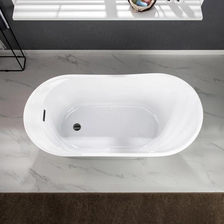 67" x 32" Freestanding Soaking Acrylic Single Slipper Bathtub with Reversible Drain