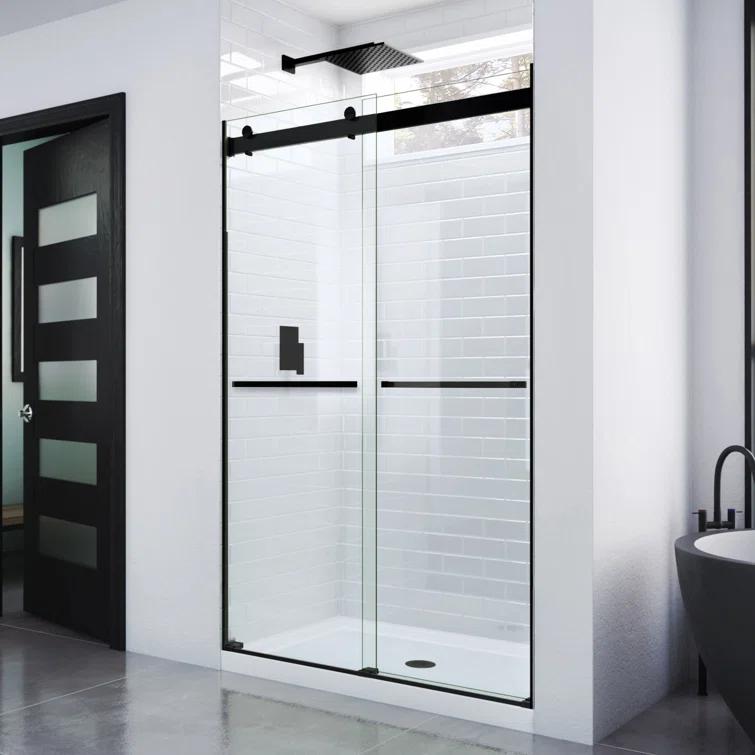 44" - 48" W 76" H Reversible Semi-Frameless Shower Door with ClearMax Technology