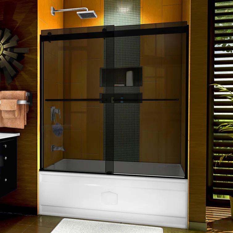 56" - 60" W 60" H Reversible Semi-Frameless Tub Door with ClearMax Technology