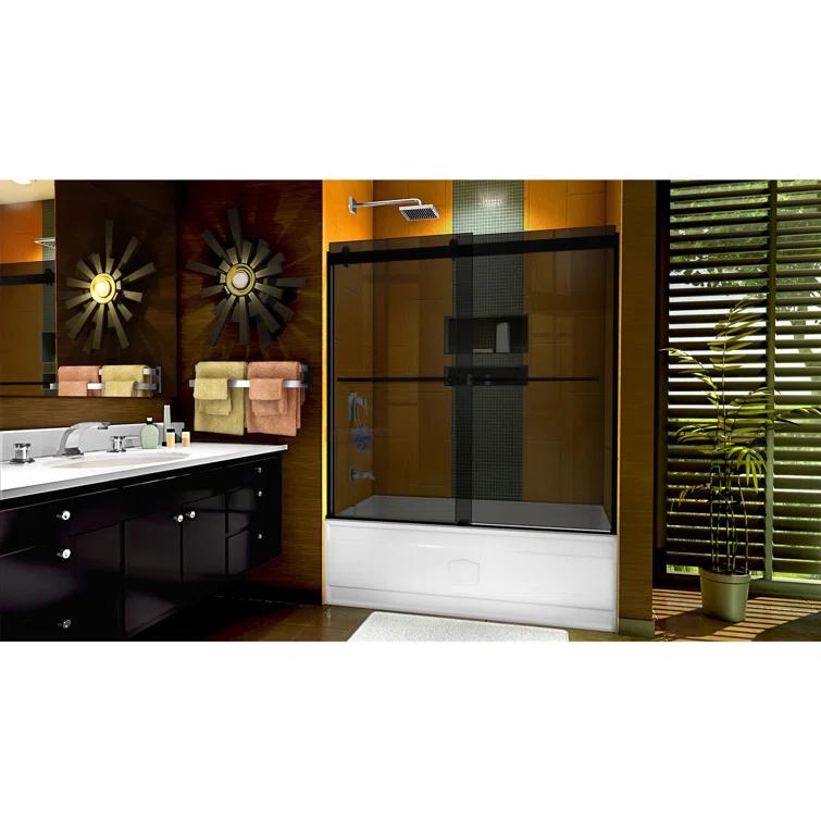 56" - 60" W 60" H Reversible Semi-Frameless Tub Door with ClearMax Technology