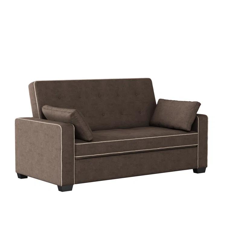 Serta Monroe 72.6" Queen Square Arm Tufted Back Convertible Sleeper Sofa with Cushions