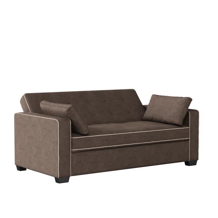 Serta Monroe 72.6" Queen Square Arm Tufted Back Convertible Sleeper Sofa with Cushions