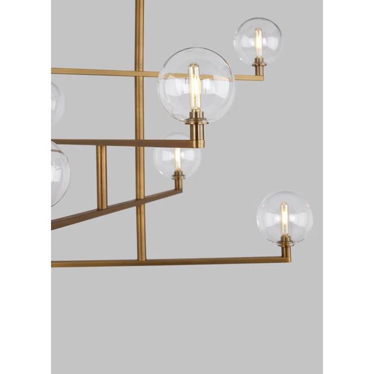 Aged Brass 8-Light Chandelier with Glass Globes