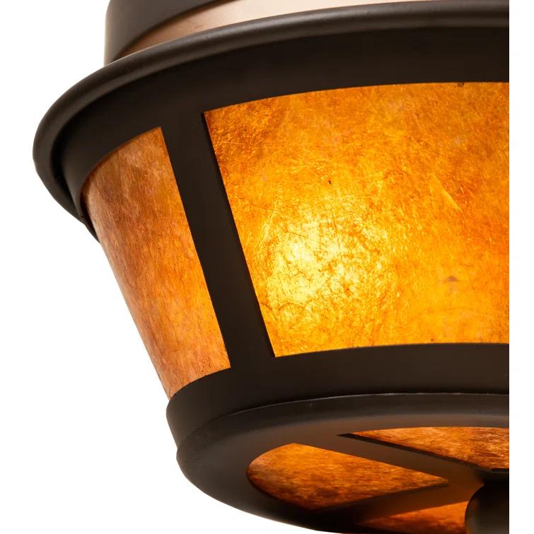 Meyda Craftsman Prime 12" Bronze Flush Mount with Amber Mica Lens