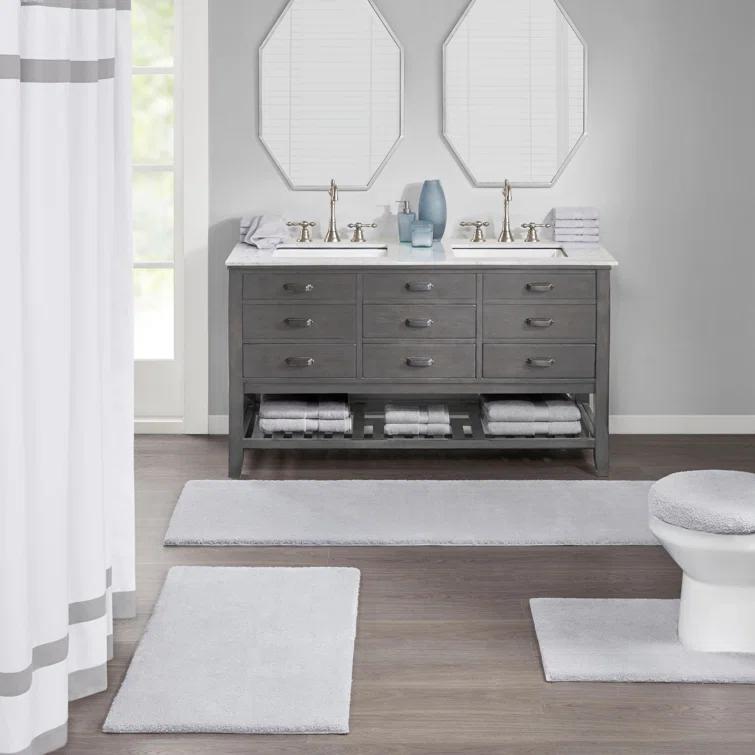 Madison Park Signature Marshmallow Quick Dry Bath Rug with Non-Slip Backing