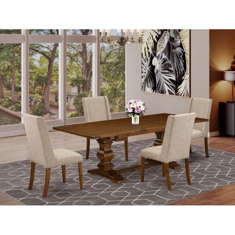 Lassale Removable Leaf Acacia Solid Wood Dining Set