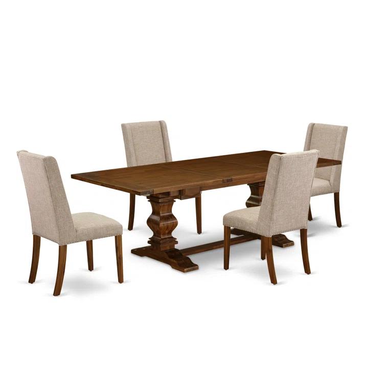 Lassale Removable Leaf Acacia Solid Wood Dining Set