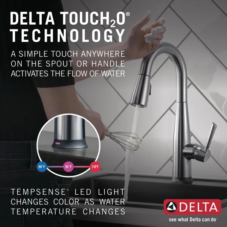 Essa Pull Down Sprayer Touch Bar Faucet, Single Handle Touch Prep Sink Faucet