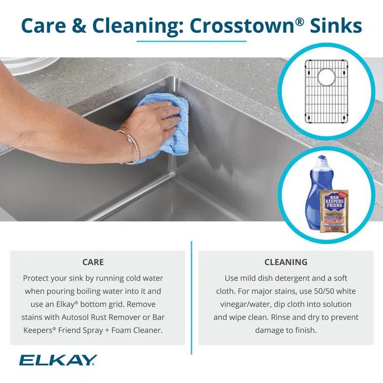 Crosstown 16 Gauge 33" L x 18" W Undermount Kitchen Sink Kit