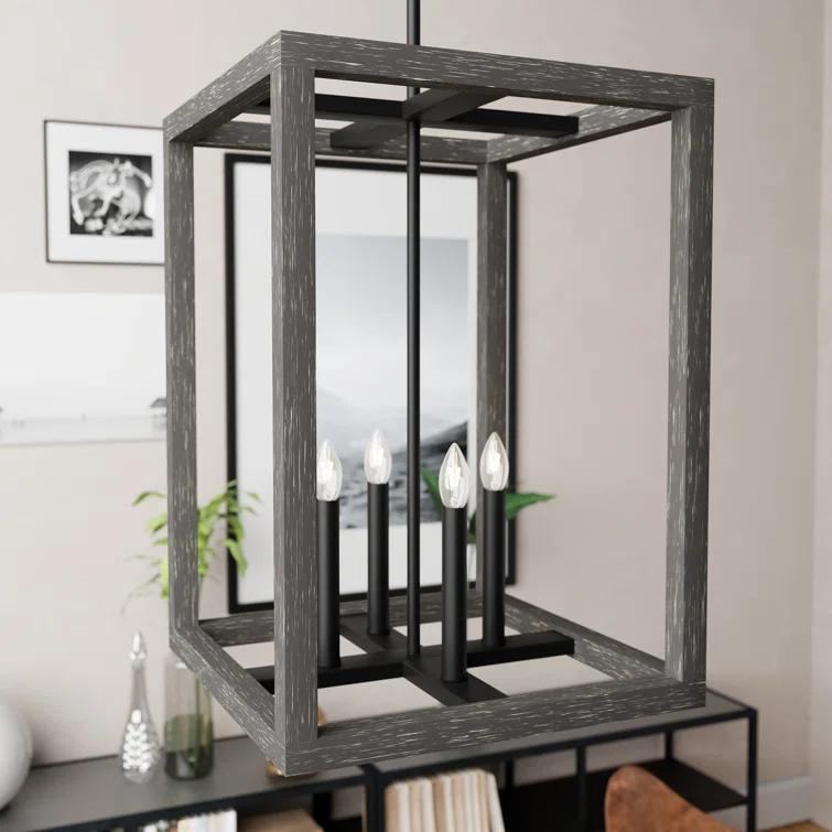 Hunter Fan Squire Manor 4 - Light Lantern Rectangle Chandelier