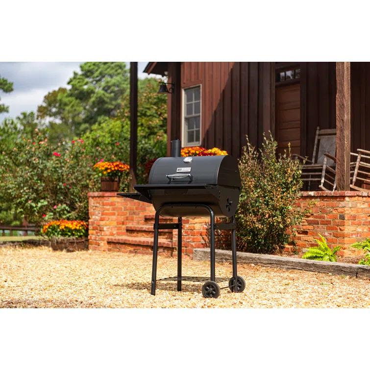 Charbroil American Gourmet 625 Barrel Charcoal Grill with Side Shelves