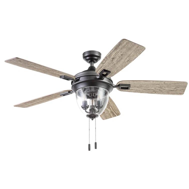 52" Glencrest 5 - Blade Standard Ceiling Fan with Pull Chain and Light Kit Included