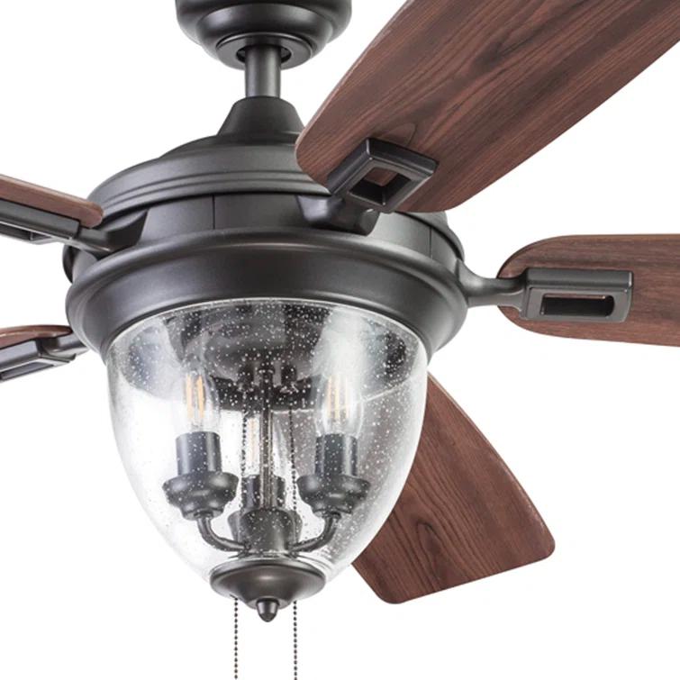 52" Glencrest 5 - Blade Standard Ceiling Fan with Pull Chain and Light Kit Included