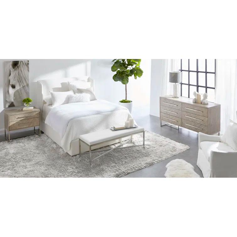 Benjara Upholstered Wingback Bed