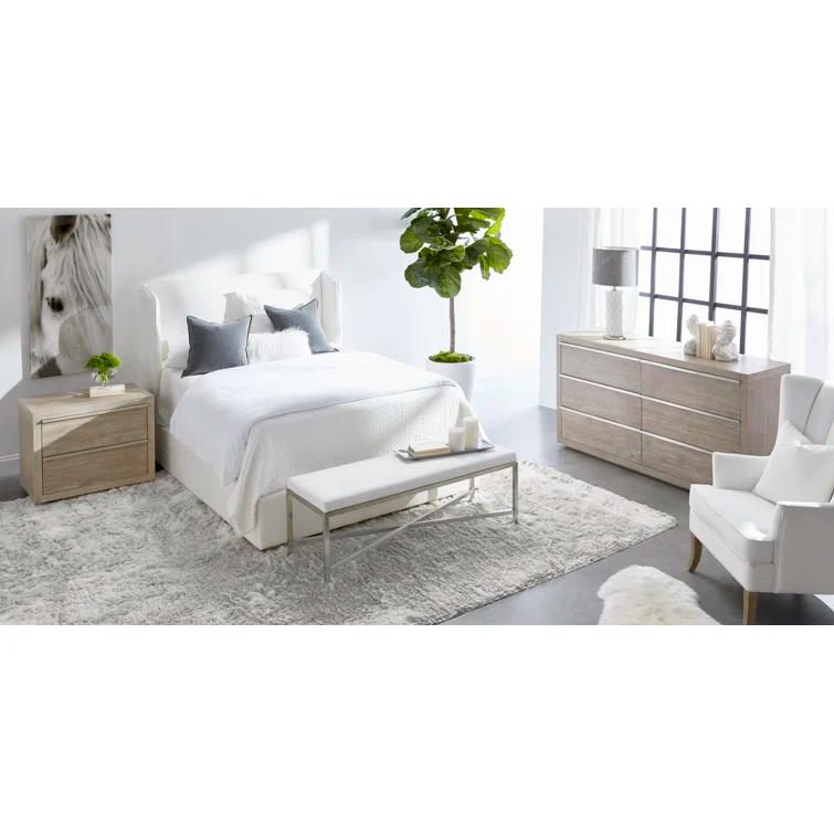 Benjara Upholstered Wingback Bed