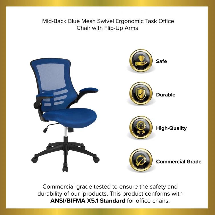 Jayetta Mid-Back Mesh Swivel Ergonomic Office Chair with Flip-Up Arms