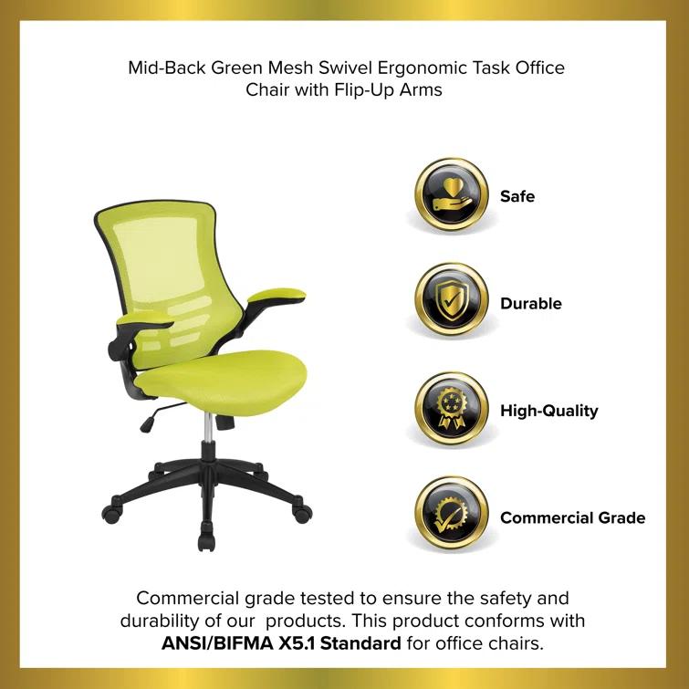 Jayetta Mid-Back Mesh Swivel Ergonomic Office Chair with Flip-Up Arms
