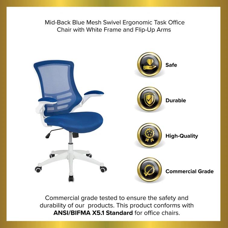 Jayetta Mid-Back Mesh Swivel Ergonomic Office Chair with Flip-Up Arms