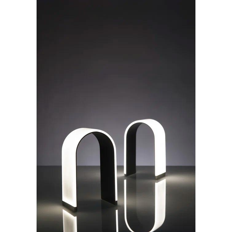 Metallic Black Arch LED Table Lamp with Aluminum Finish