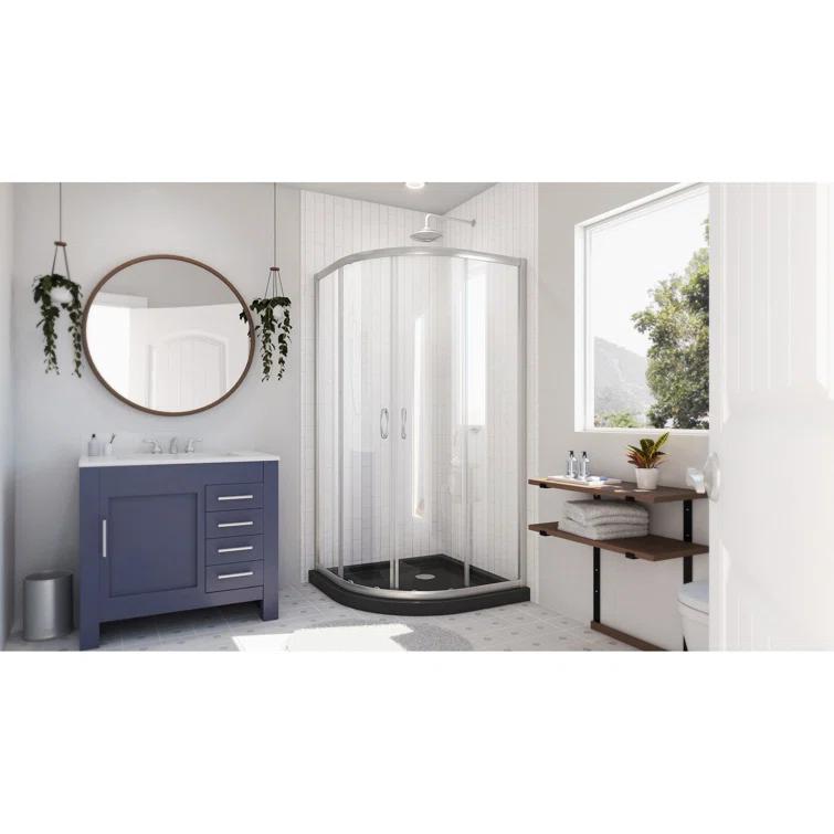 DreamLine Prime 36" x 74.75" Round Sliding Shower Enclosure with Base Included DL-6702-89-04