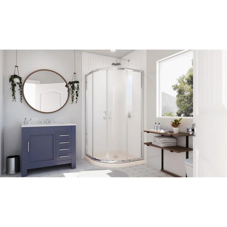 Prime 38" x 74.75" Rectangle Sliding Shower Enclosure with Base Included