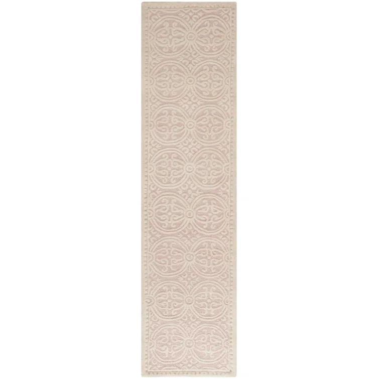 SAFAVIEH Cambridge Leslie Geometric Wool Runner Rug, Light Pink/Ivory, 2'6" x 10'