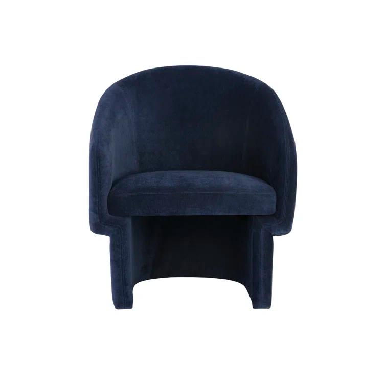 Danny Navy Transitional Barrelback Lounge Chair in Sustainable Wood
