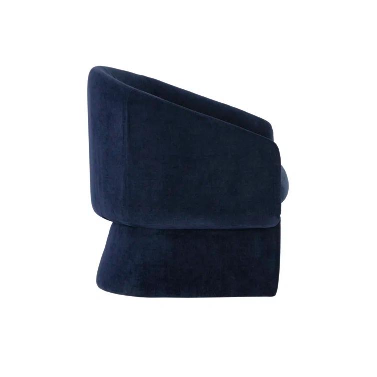 Danny Navy Transitional Barrelback Lounge Chair in Sustainable Wood