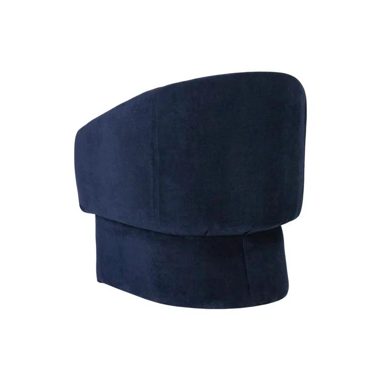 Danny Navy Transitional Barrelback Lounge Chair in Sustainable Wood