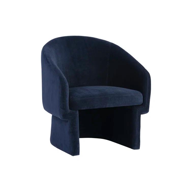 Danny Navy Transitional Barrelback Lounge Chair in Sustainable Wood