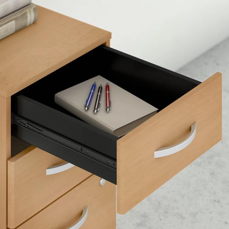 Bush Business Furniture Studio C L Shaped Desk with Mobile File Cabinet and Return